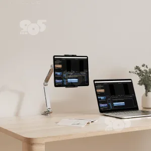 Пантограф тримач для телефону і планшета гнучкий на струбцині Rotating Tablet Holder підставка настільна - Сірий, картинка 1