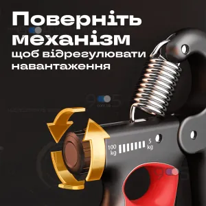 Эспандер кистевой 5-100кг со счетчиком нажатий с регулировкой нагрузки пружинный эспандер для кисти - Серый, картинка 1