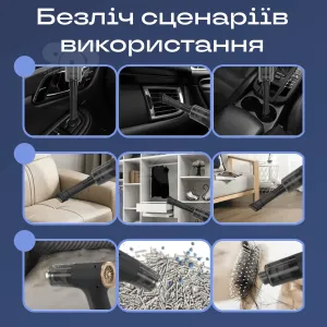 Аккумуляторный пылесос для чистки салона авто мощный с насадками маленький пылесос для машины автопылесос, картинка 2