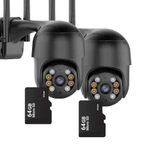 Набор 2 шт уличные IP-камеры Wi-FI А8 4mp + 2 карты памяти 64 гб камера видеонаблюдения черная - Видеокамеры