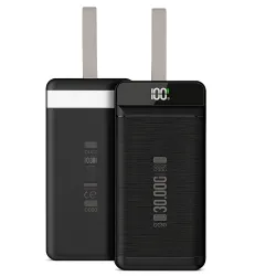 Повербанк PowerWay QC30 30000 mAh 22.5W powerbank для смартфона планшета кольцевой лампы - Черный