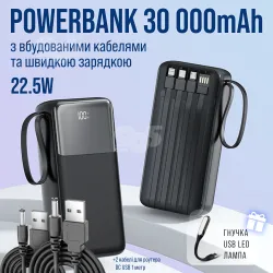 Повербанк для роутера Linkage LKP-58 30000 mAh комплект живлення Powerbank + USB шнур для вай фай роутера 12V, картинка 1