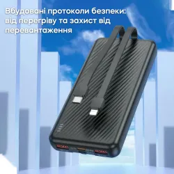 Повербанк Borofone BJ57 10000 mAh 22.5W Power bank з вбудованими кабелями зовнішній акумулятор з швидкою зарядкою для телефону, картинка 2