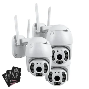 Набор уличного видеонаблюдения 3 в 1 уличная поворотная IP камера WiFi HD-68 4мп с картой памяти 64 гб