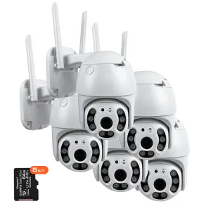 Набор уличного видеонаблюдения 5 в 1 уличная поворотная IP камера WiFi HD-68 4мп с картой памяти 64 гб