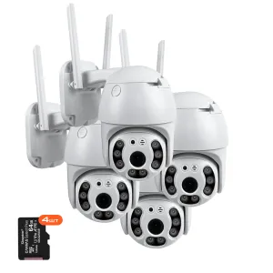 Набор уличного видеонаблюдения 4 в 1 уличная поворотная IP камера WiFi HD-68 4мп с картой памяти 64 гб