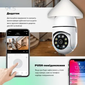 IP камера лампочка L1 E27 уличная поворотная камера видеонаблюдения в цоколь лампочки скрытая камера лампочка, картинка 2