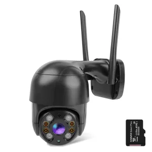 Уличная IP-камера Wi-FI А8 4mp + карта памяти 64 гб камера видеонаблюдения поворотная с удаленным доступом