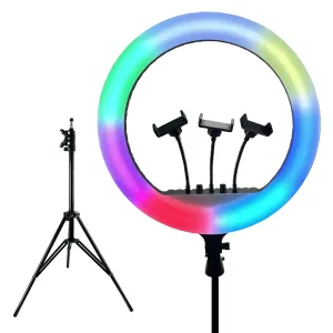 Кольцевая лампа 45 см  MJ18 RGB с усиленным штативом на 2,1м лампа 48W для селфи для тик тока