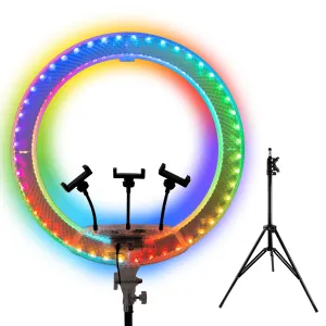 Светодиодная кольцевая лампа 56 см 3D RGB с усиленным штативом на 2,1 м лампа для селфи для тик тока