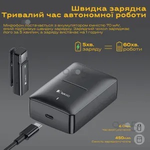 Профессиональный беспроводной микрофон петличка Lightning WM1-L одинарный с кейсом, картинка 1