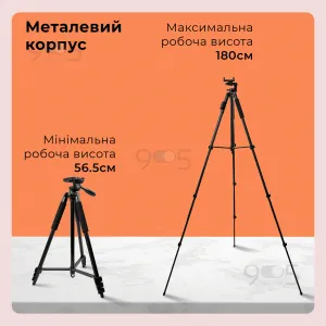 Професійний штатив тринога T-3218 XL для телефону фотоапарата камери для зйомки в чохлі з рівнем, картинка 1