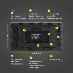 Прямокутна LED лампа LED-416 відеосвітло постійне світло для фото, відео лампа для фону. Студійне світло, картинка 2