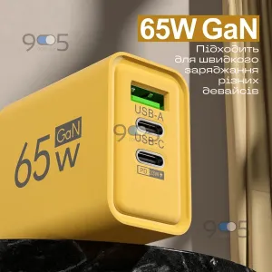 Сетевое зарядное устройство для телефона 65 Вт GaN блок питания с кабелем 20 Вт блочок для зарядки type-c, картинка 1